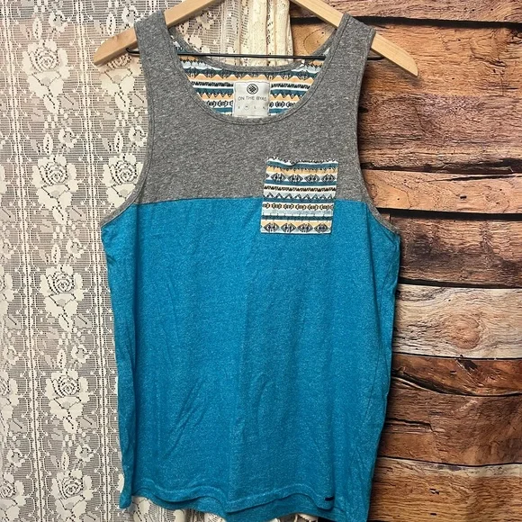 On the Byas Gray and Blue Tank Top (086) - Picture 2 of 9